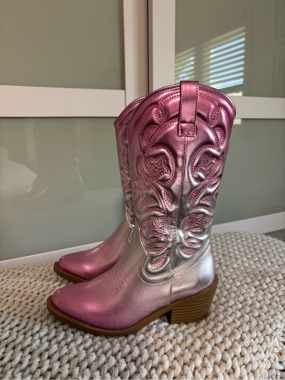 Steve Madden Pink and Silver Girls' Western Boots
